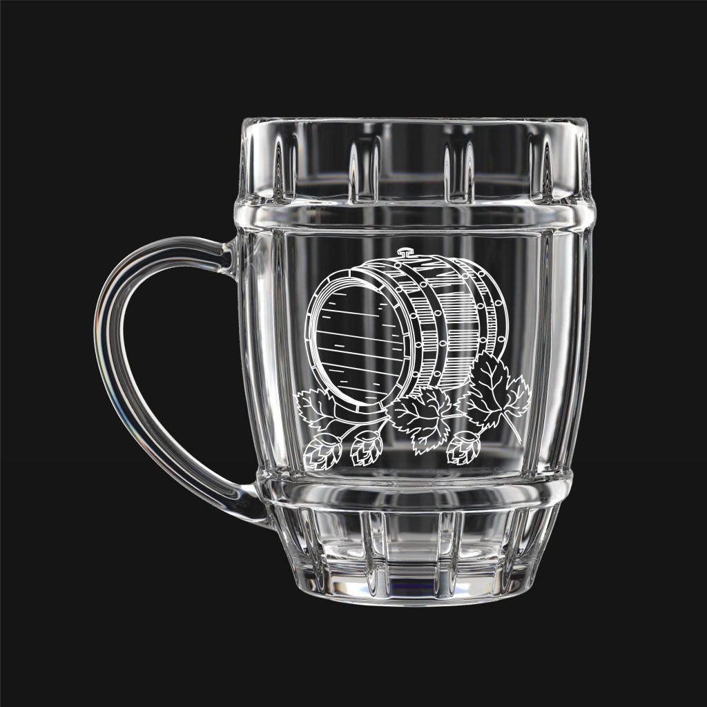 Bierkrug "Fass Hopfen", 500 ml