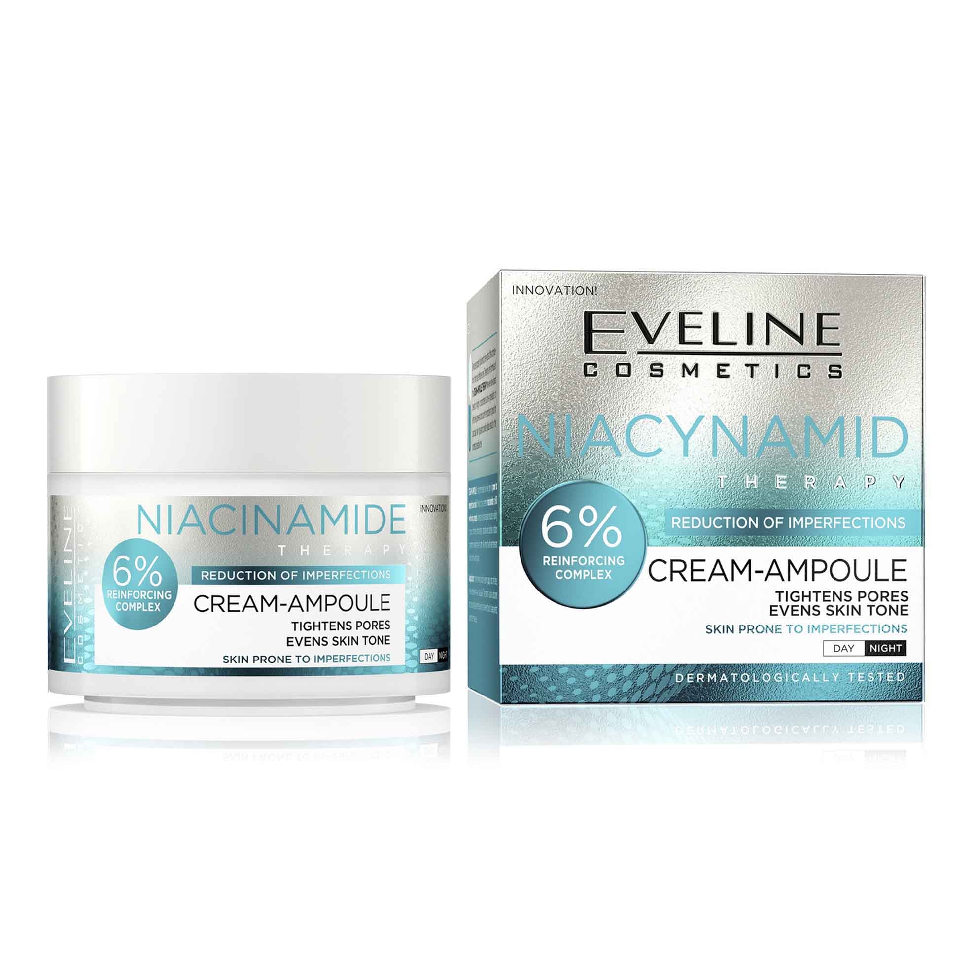 Eveline - Creme-Ampulle Niacinamide-Therapie, Korrektur des Hauttons und der Poren, Tag/Nachts, 50 ml