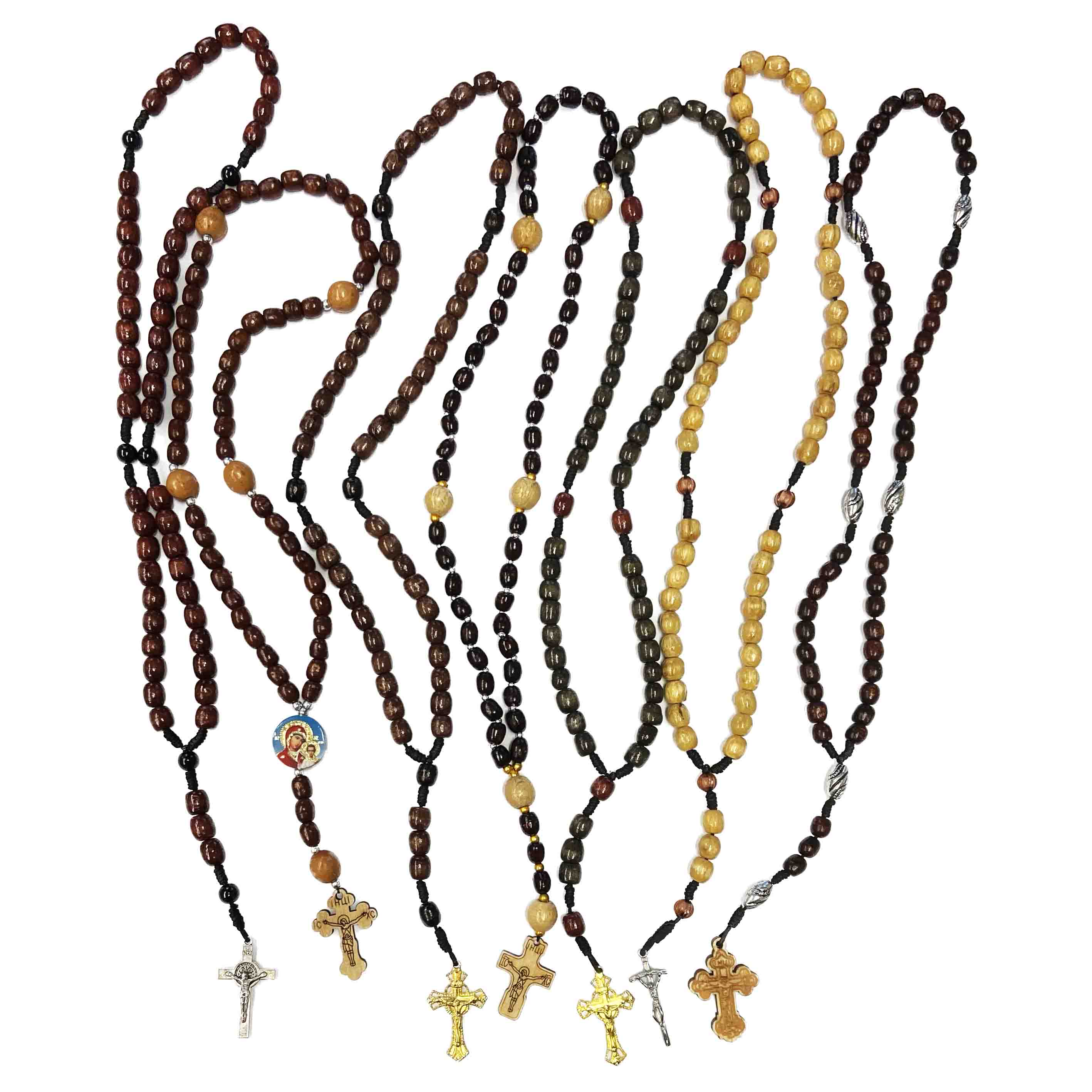 Rosenkranz-Set (Holz), 50 Elementes, mit Metallkreuz und Holzkreuz