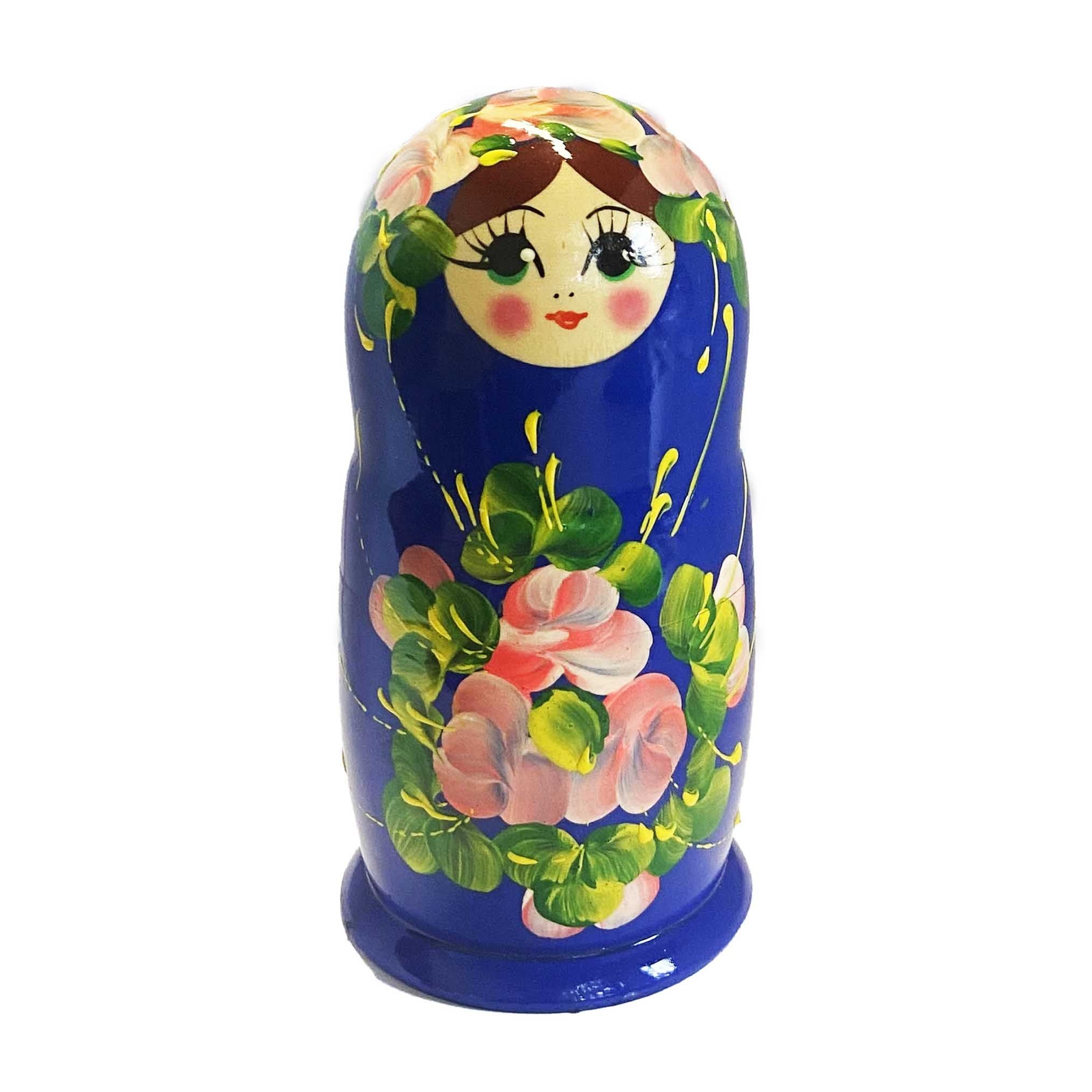 Matröschka "Volksmalerei", "Blau mit 3 Blumen", 15 cm (5 Figuren)