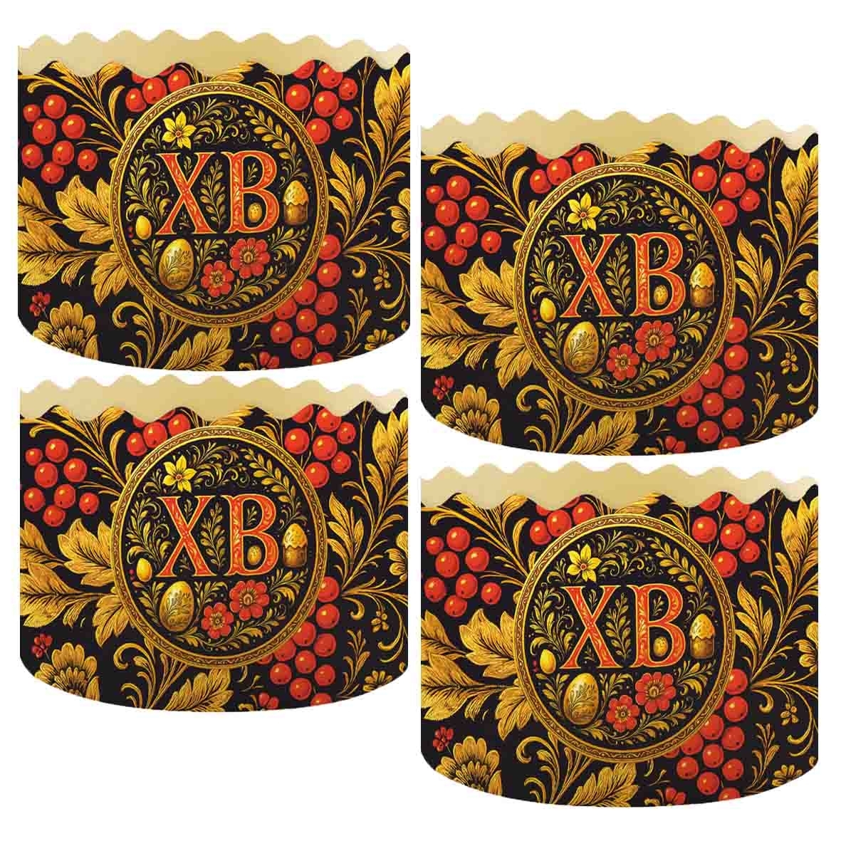 Backform für Osterkuchen "Khokhloma schwarz, ХВ", 500 g, 130х85 mm (15)