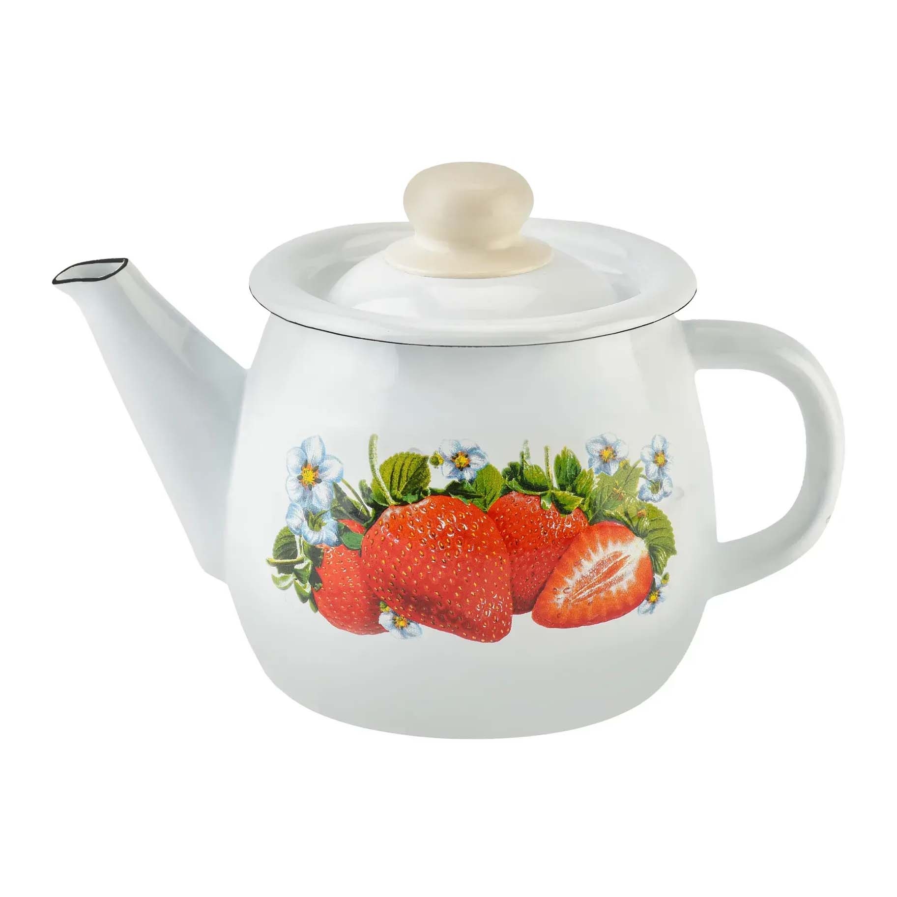 Teekanne, emailliert, 1,0 L "Erdbeeren"