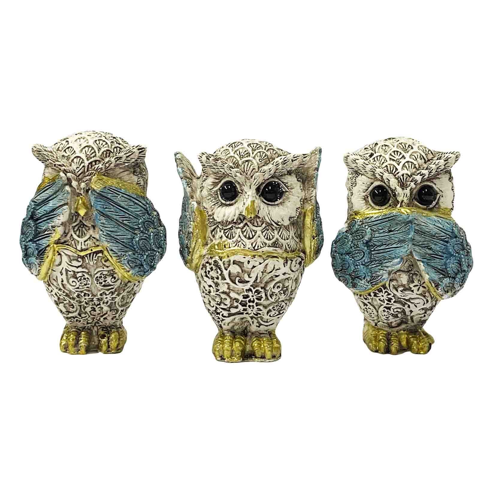 Keramikfiguren-Set "3 Eulen", 7 cm