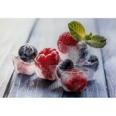 Schneidebrett-Abstell/Serviertablett aus Glas "Ледяные ягоды", 20x30 cm (N25)