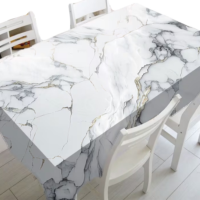 Tischdecke "Klassik", AS-829, Weißer Marmor mit Grau und Gold, 20x1,4 m