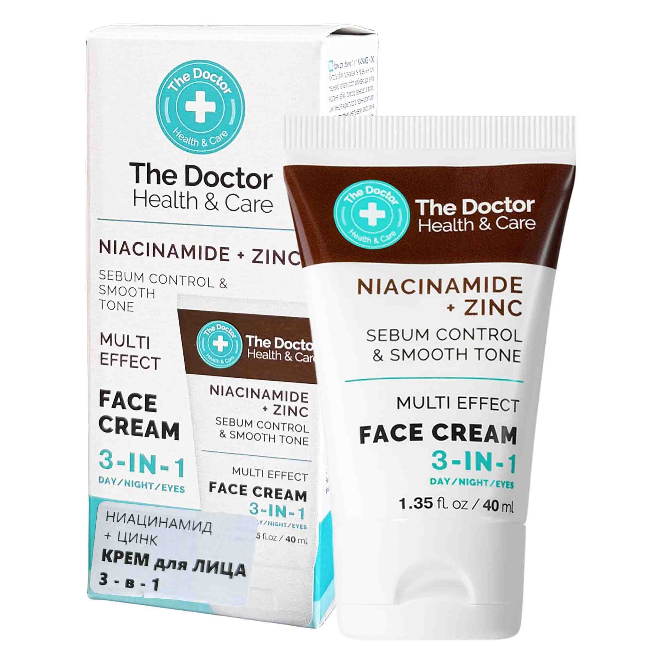 "The Doctor" Gesichtscreme 3-in-1 "Niacinamide + Zink", Hautfettigkeit und ebenmäßiger Hautton, 40 ml