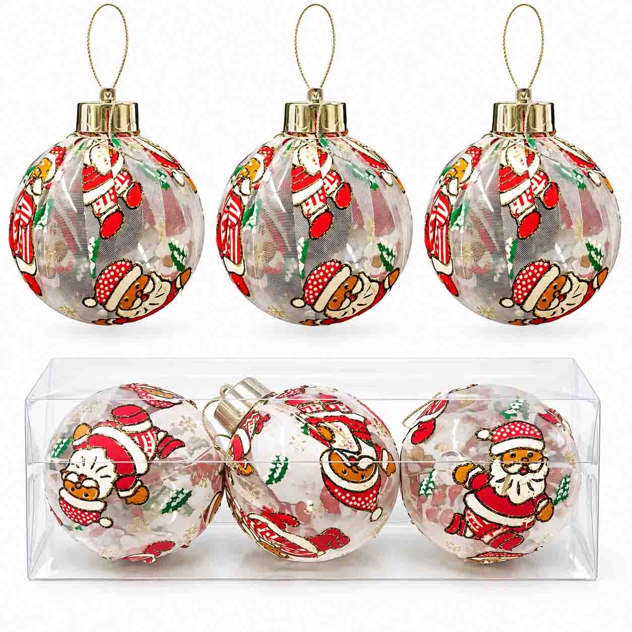 Tannenbaumkugel-Set, Kunststoff, Ø 8 cm, "Weihnachtsmann", 3 St.