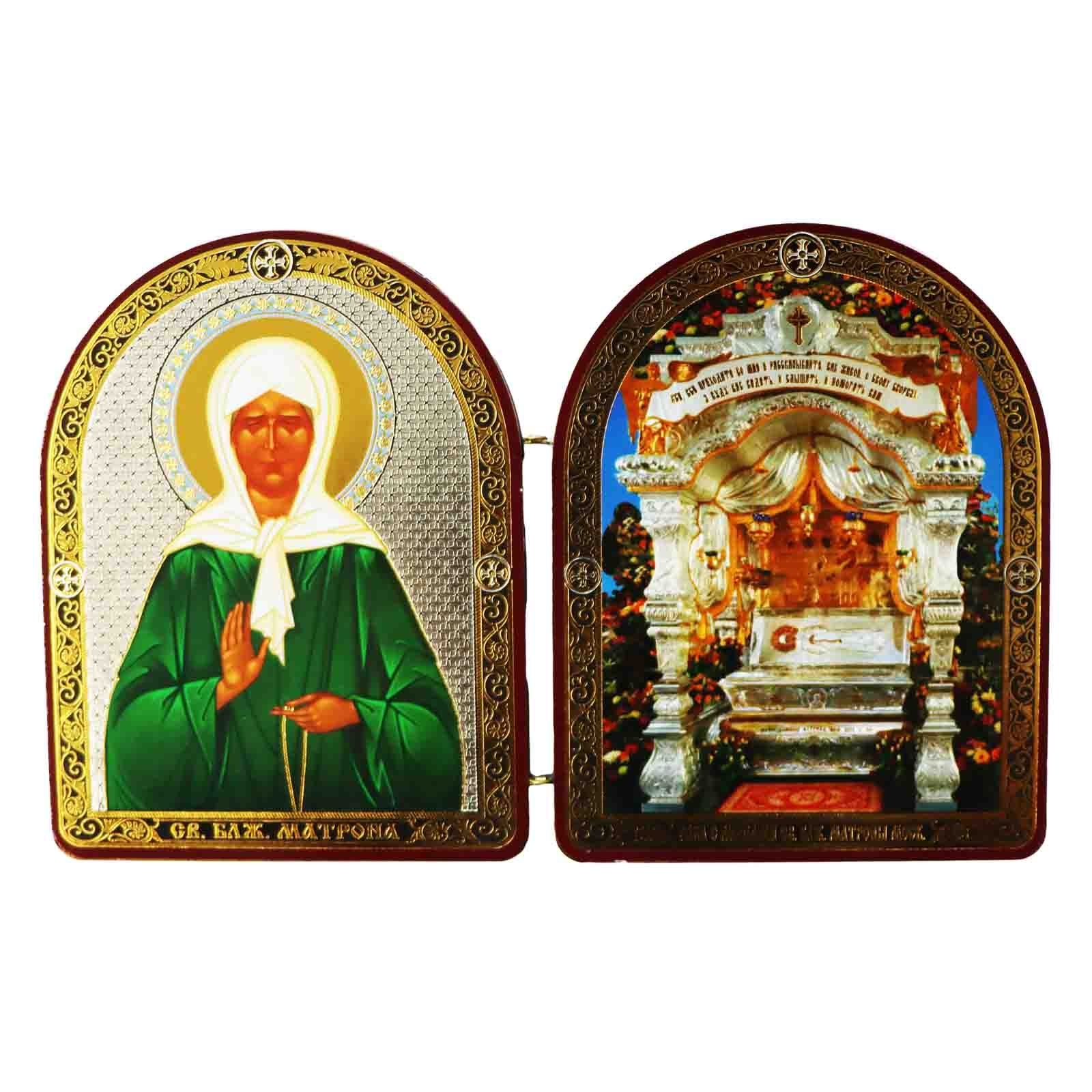 Ikone 2-fach (Holz), "Matrona i Moschi", 10x12 cm