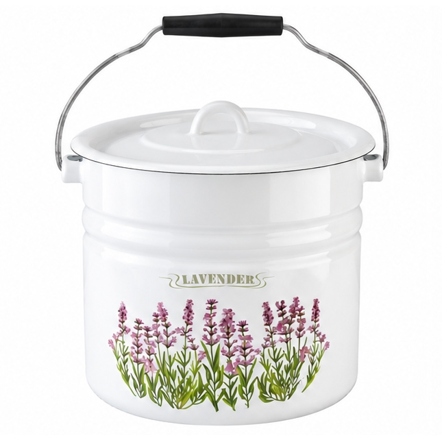 Ведро "Lavender" 12,0 л, эмалированное, цилиндрическое с крышкой