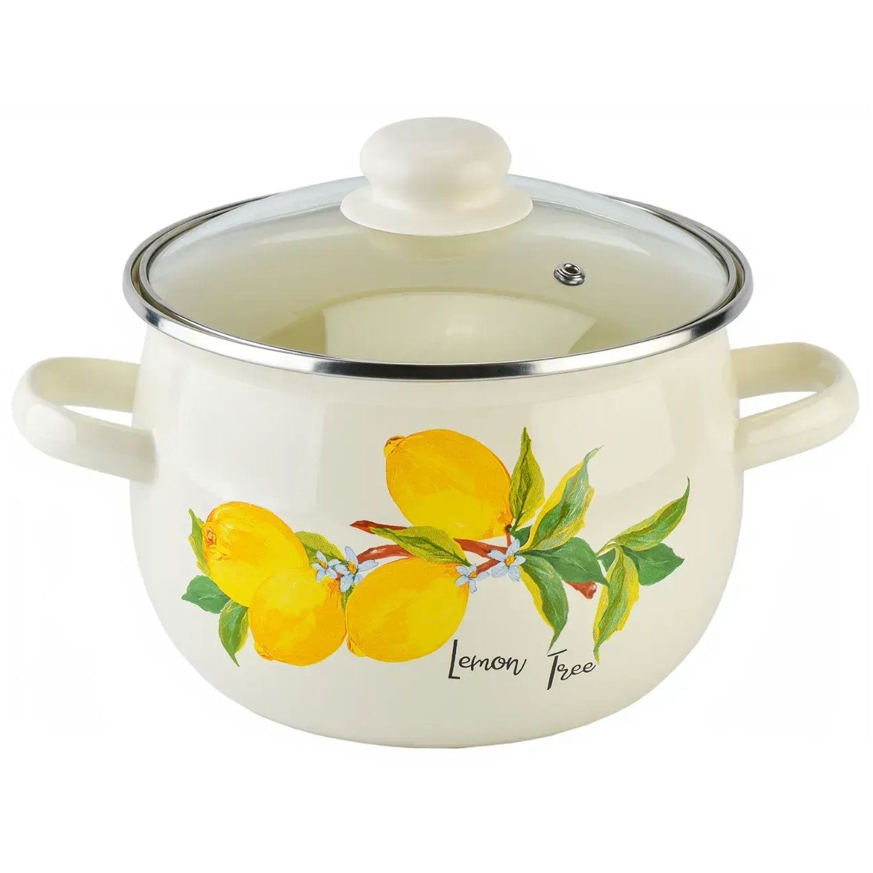 Topf, emailliert "Zitronenbaum", 3,5 L, "Premium", Glass Deckel