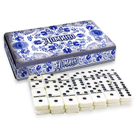 Brettspiel "Domino - "Gzhel" in Metalbox