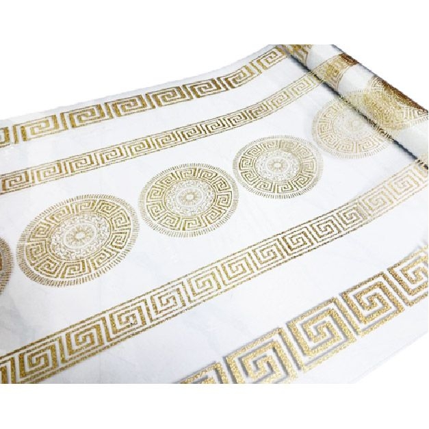 Tischdecke PVC "3D", 80cm/10m, Goldenes griechisches Muster, (6118G)