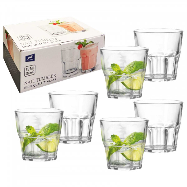 Set aus 6 Gläsern, "Wаsser/Saft", 355 ml (BM2012-6)