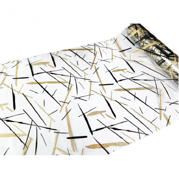 Tischdecke PVC "3D", 100cm/10m, Goldene und schwarze Streifen, (6052)