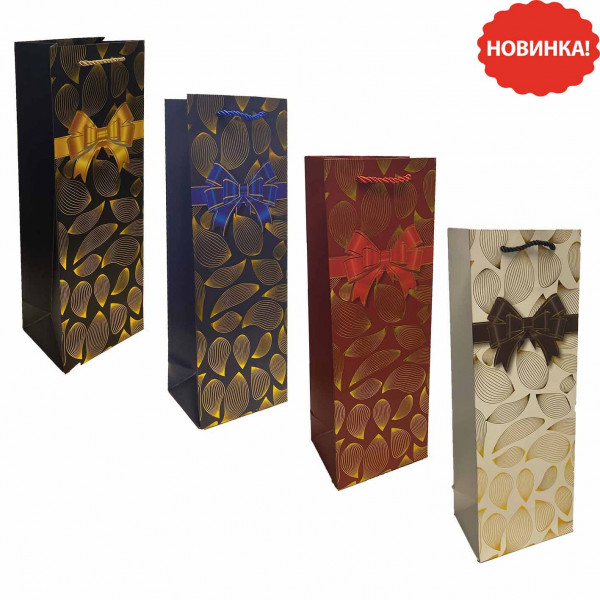 Подарочная сумка для бутылки "С бантиками", 36х13 см