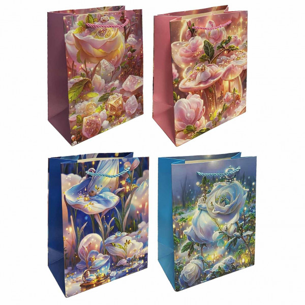 Geschenktasche, S, 23x18cm, "Zauberhafte Blumen"