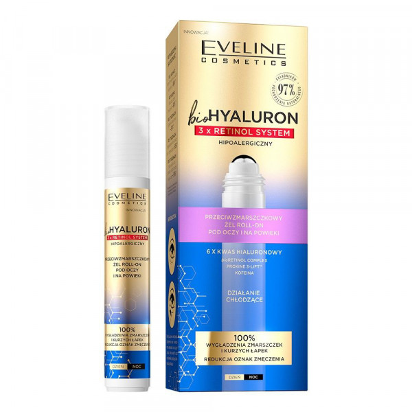 Eveline - Augen-Roll-Gel "bioHyaluron 3xretinol System", gegen Falten, 15 ml