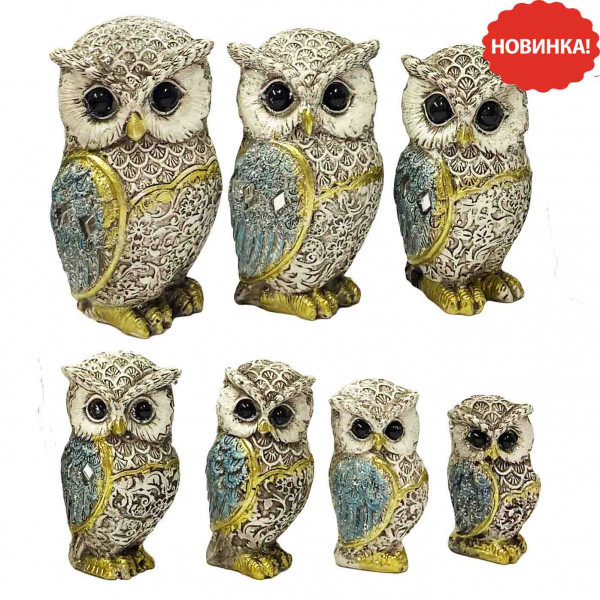 Keramikfiguren-Set "7 Eulen", 10-5,5 cm