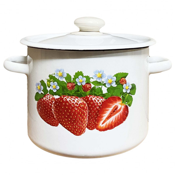 Topf, emailliert "Erdbeeren", 5,5 L