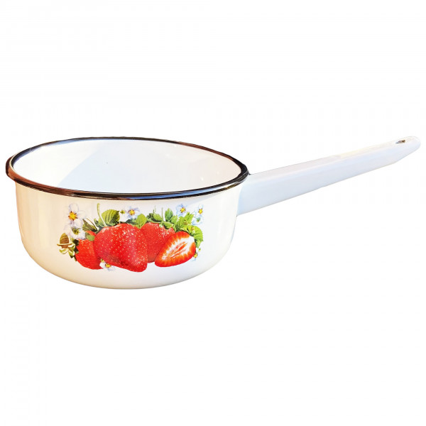 Kochtopf emailliert "Erdbeeren", mit Griff, 1,5 L