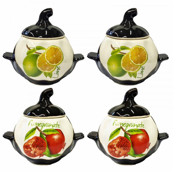 Keramiktopf "Limette und Granatäpfeln" mit Griffen, 750 ml, Set aus 4 St.