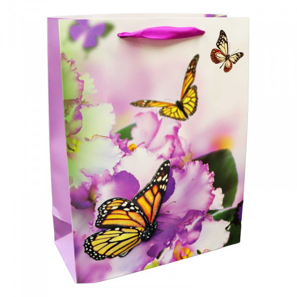 Geschenktasche "Schmetterlinge", М, Lila, 22x31 cm