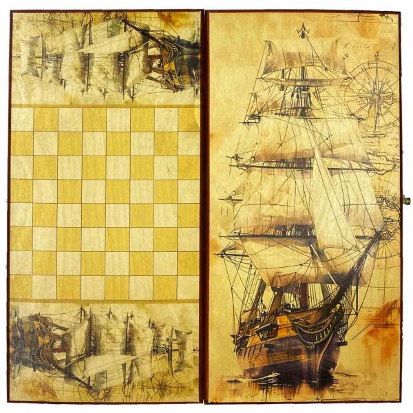 Backgammon "Segelboot 2", aus Holz, 500x500 m