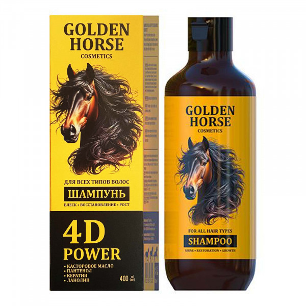 Golden Pharm - Sampoo "Golden Horse" 4D Power, 400 ml