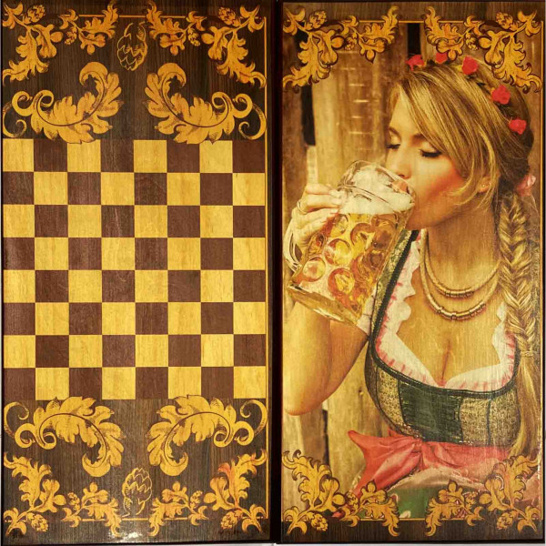 Backgammon "Für Bierliebhaber", aus Holz, 600x600 mm