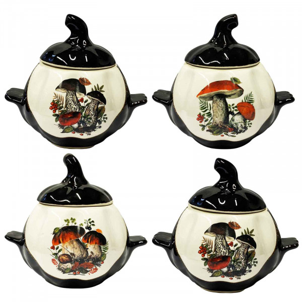 Keramiktopf "Pilzen" mit Griffen, 750 ml, Set aus 4 St.