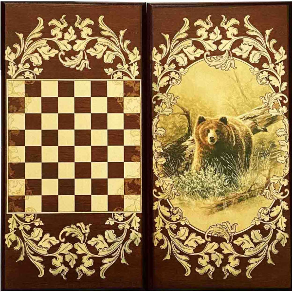 Backgammon "Bär", aus Holz, 600x600 mm