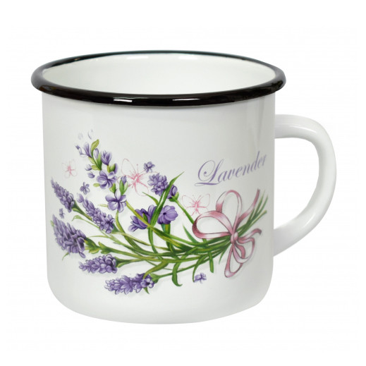 Tasse emailliert "Lavendel Blumenstrauß", 0,4 L