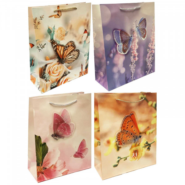 Geschenktasche-Set 3-D "Schmetterlinge", М, 22x31 cm