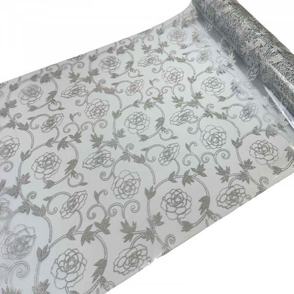 Клеенка PVC "3D", серебряные розы, 90см/10м (4201-4)