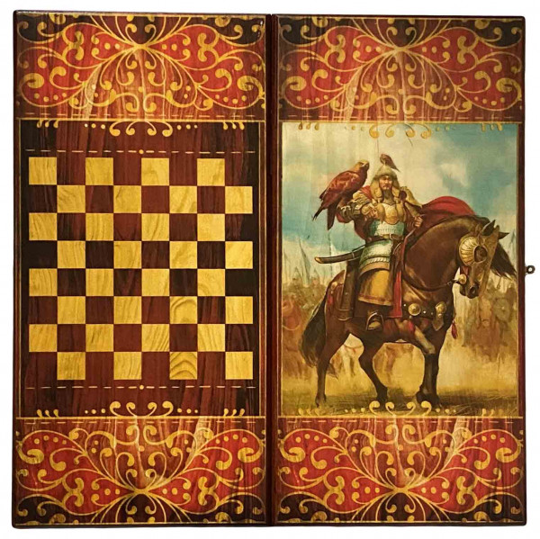 Backgammon "Mongolen", aus Holz, 500x500 m