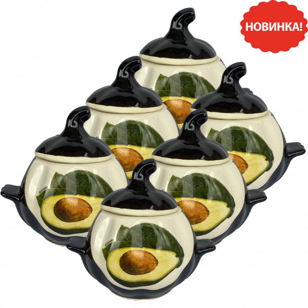 Keramiktopf "Avocado" mit Griffen, 750 ml, Set aus 6 St.