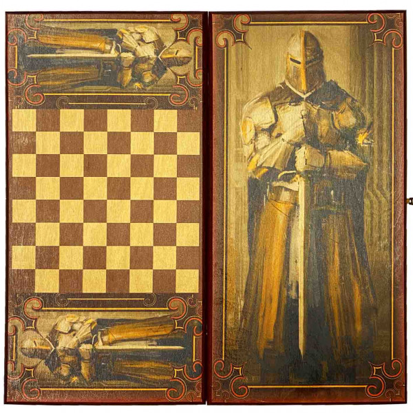 Backgammon "Ritter", aus Holz, 500x500 mm