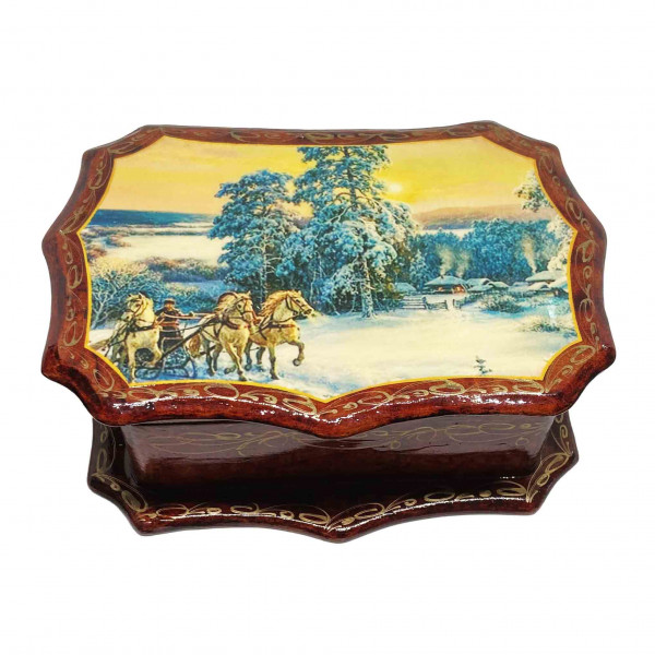 Souvenir Schatulle "Babochki II", Russische Landschaft, 16x12x5 cm