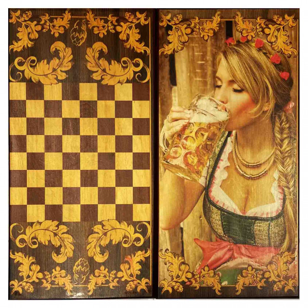 Backgammon "Für Bierliebhaber", aus Holz, 500x500 mm