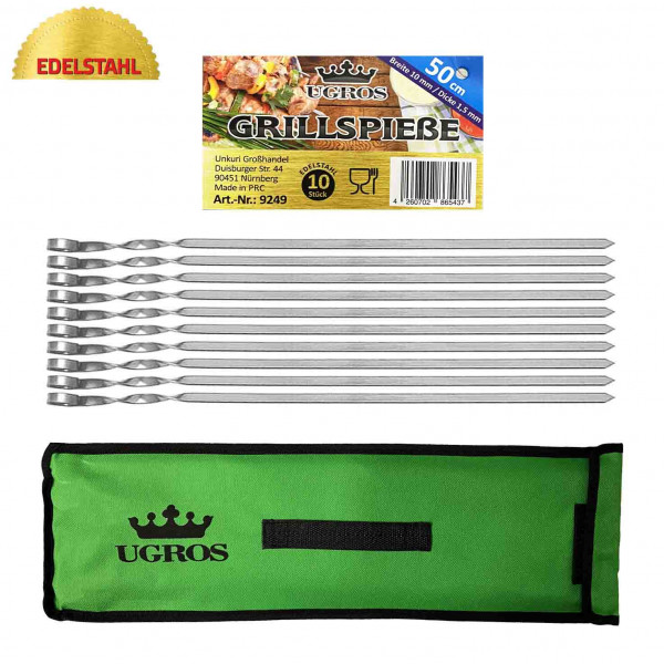 Grillspiesse mit der Tasche 10 St. - 50cm х 1cm x 1,5 mm