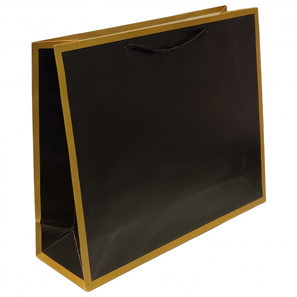 Geschenktasche "Schwarz mit Goldrand", M, 22x31 cm
