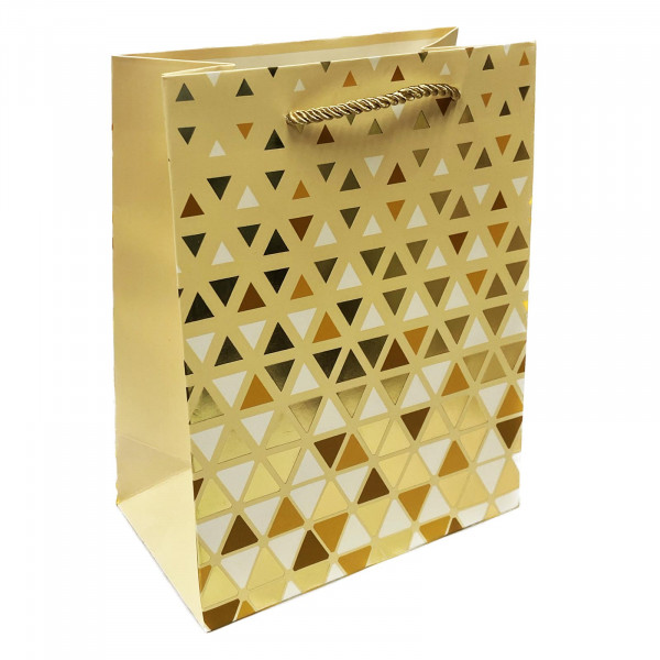 Geschenktasche "Dreiecke gelb", S, 23x18 cm