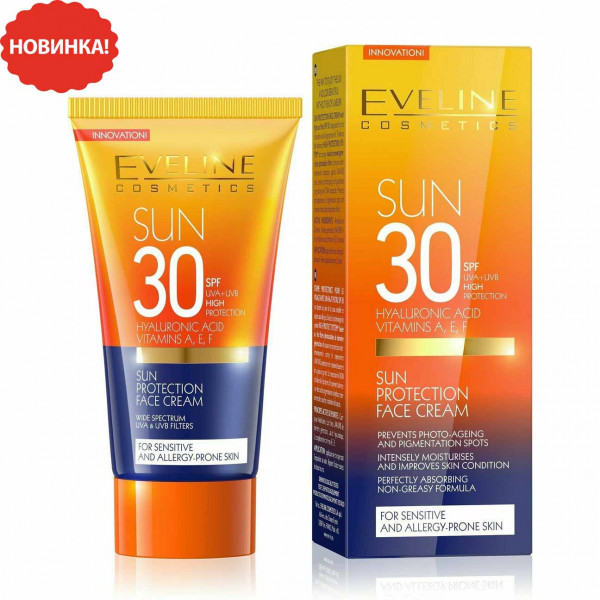 Eveline Sonnenschutz-Gesichtscreme Hyaluronsäure und Vitamine A,E,F SPF 30, 50 ml