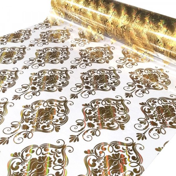 Tischdecke PVC "3D", goldenes Muster, 90cm/15m