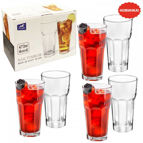 Set aus 6 Gläsern, "Wаsser/Saft", 473 ml (BM2016)