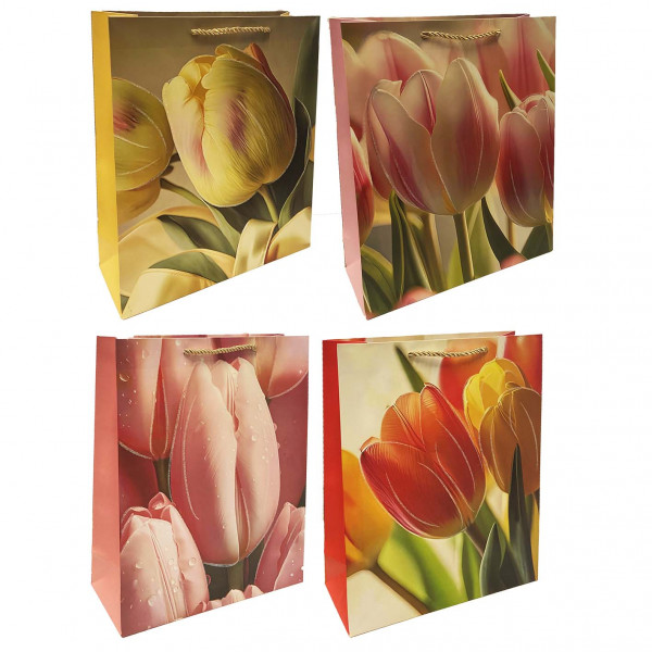 Geschenktasche-Set "Tulpen" M, 22x31 cm