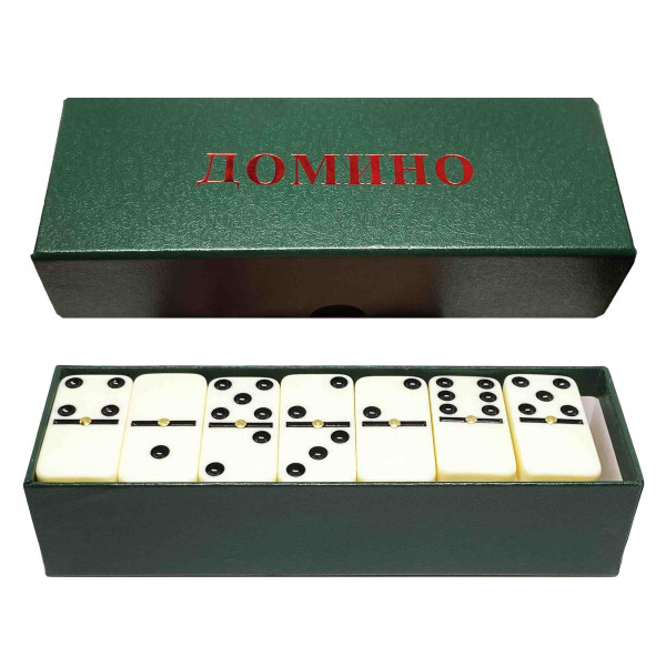 Brettspiel "Domino" in Karton, dunkel grün