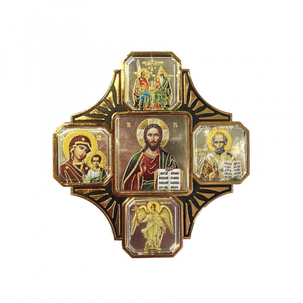 Икона автомобильная "Крест" (Иконостас), 9х9 см