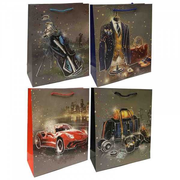 Geschenktasche-Set für die Männer "Golftasche, Anzug", S, 23x18cm
