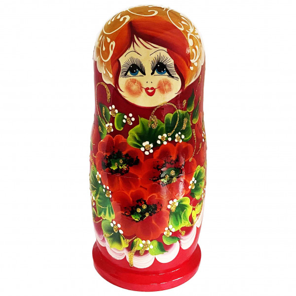 Matröschka "Volksmalerei", "Rot mit Mohnblumen" 26 cm (10 Figuren)